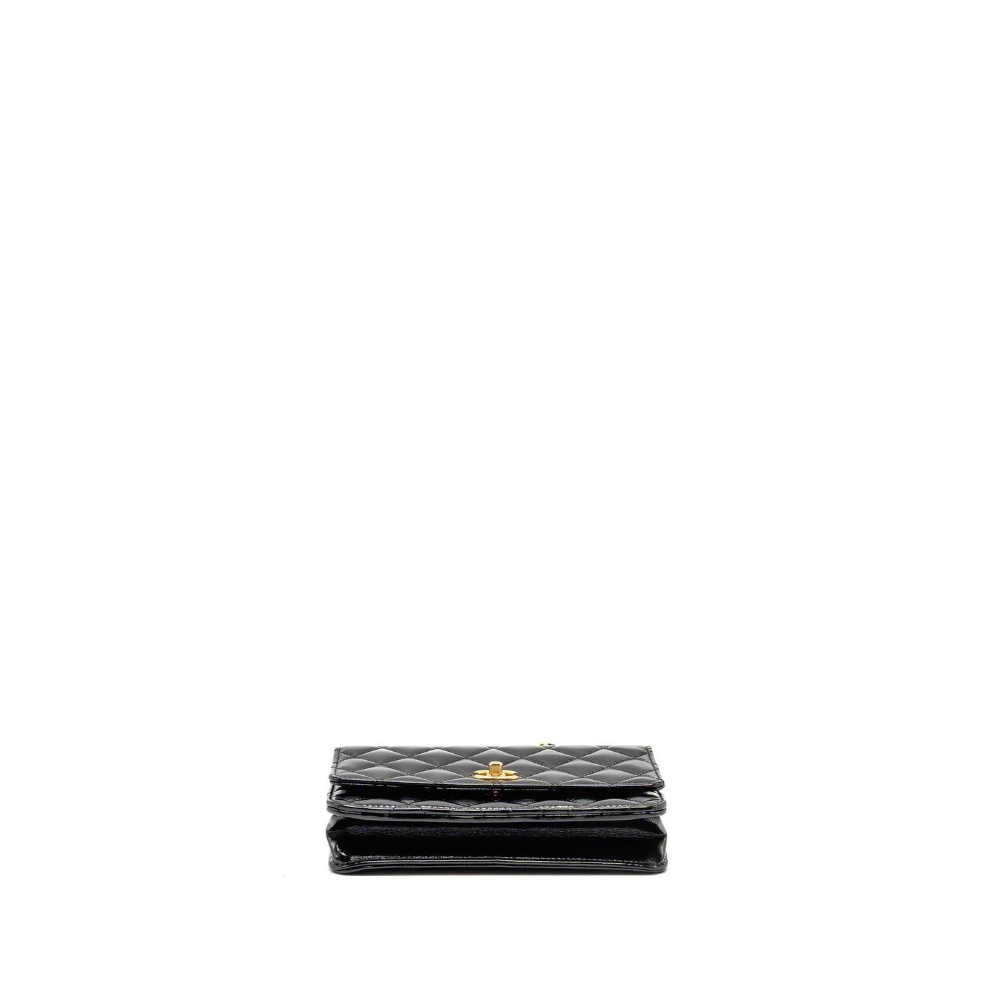 Chanel 24A Detailed Chain Wallet on Chain Shiny Calfskin Black GHW (Microchip）