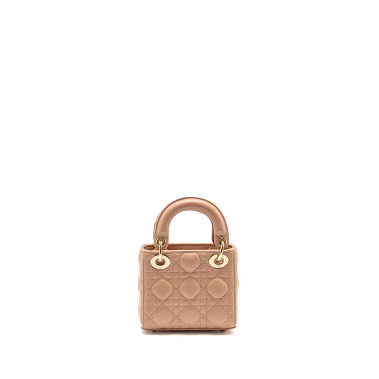 Dior Micro Lady Dior Cannage Lambskin Rose Des Vents LGHW