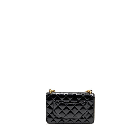 Chanel 24A Detailed Chain Wallet on Chain Shiny Calfskin Black GHW (Microchip）
