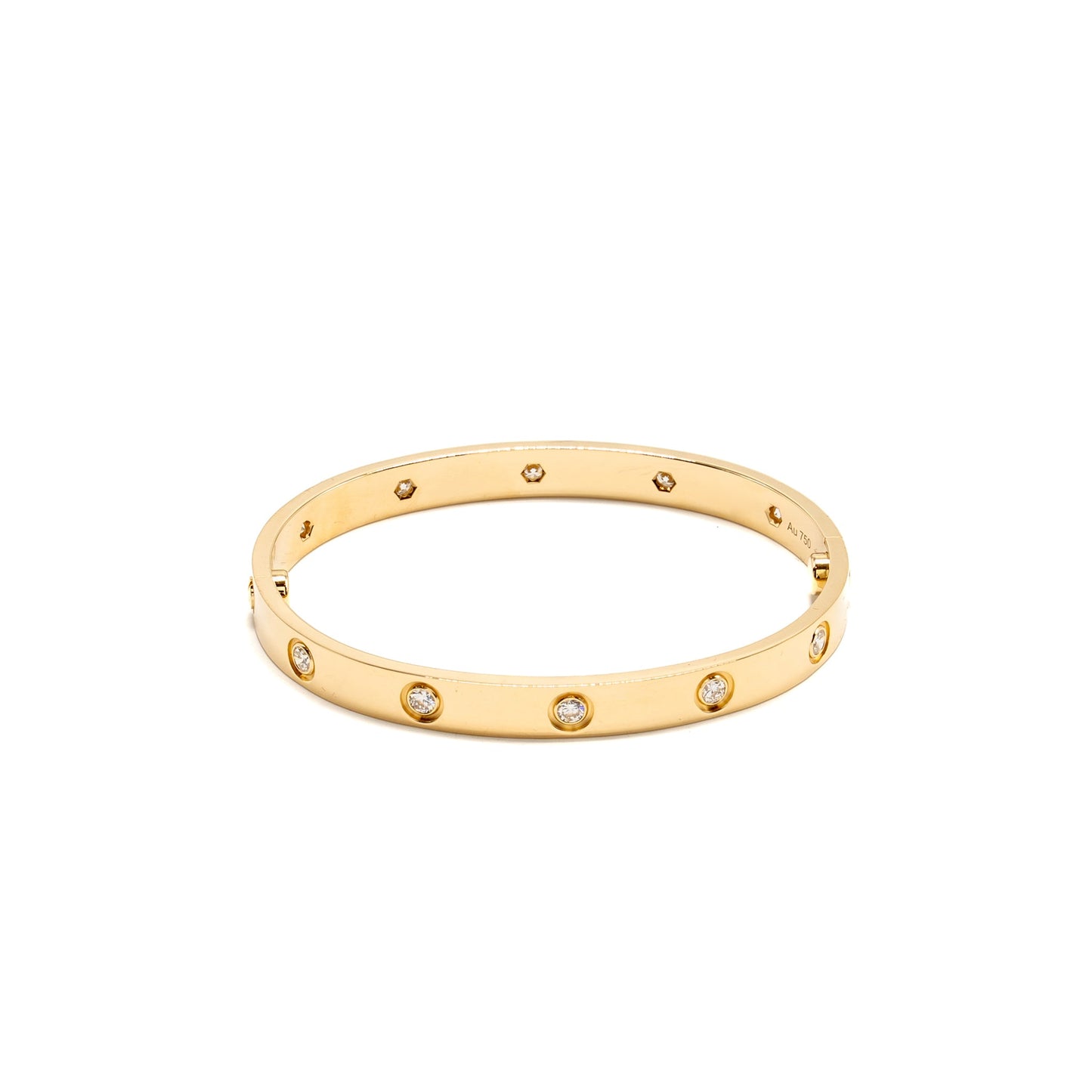 Cartier Size 17 Bracelet Yellow Gold, 10 Diamonds