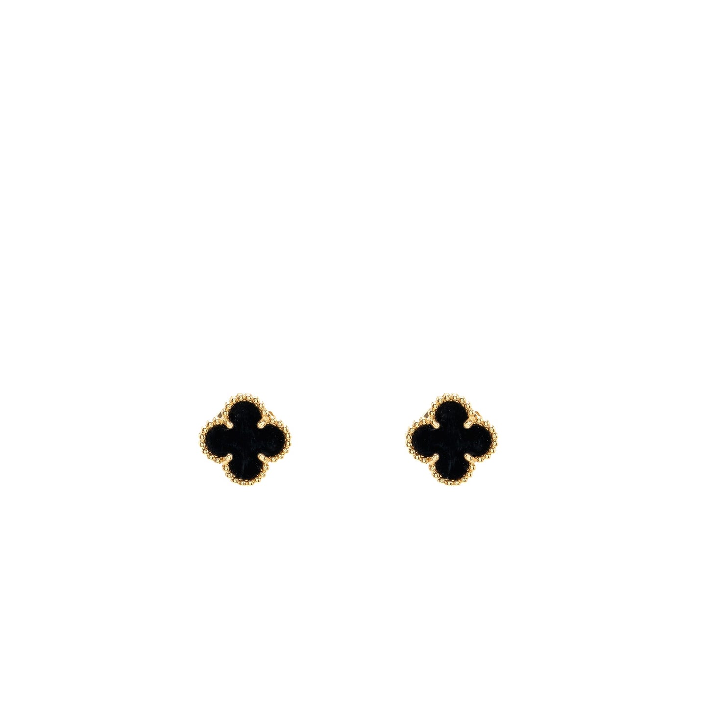 Van cleef & Arpels sweet alhambra earstuds earrings, onyx yellow gold