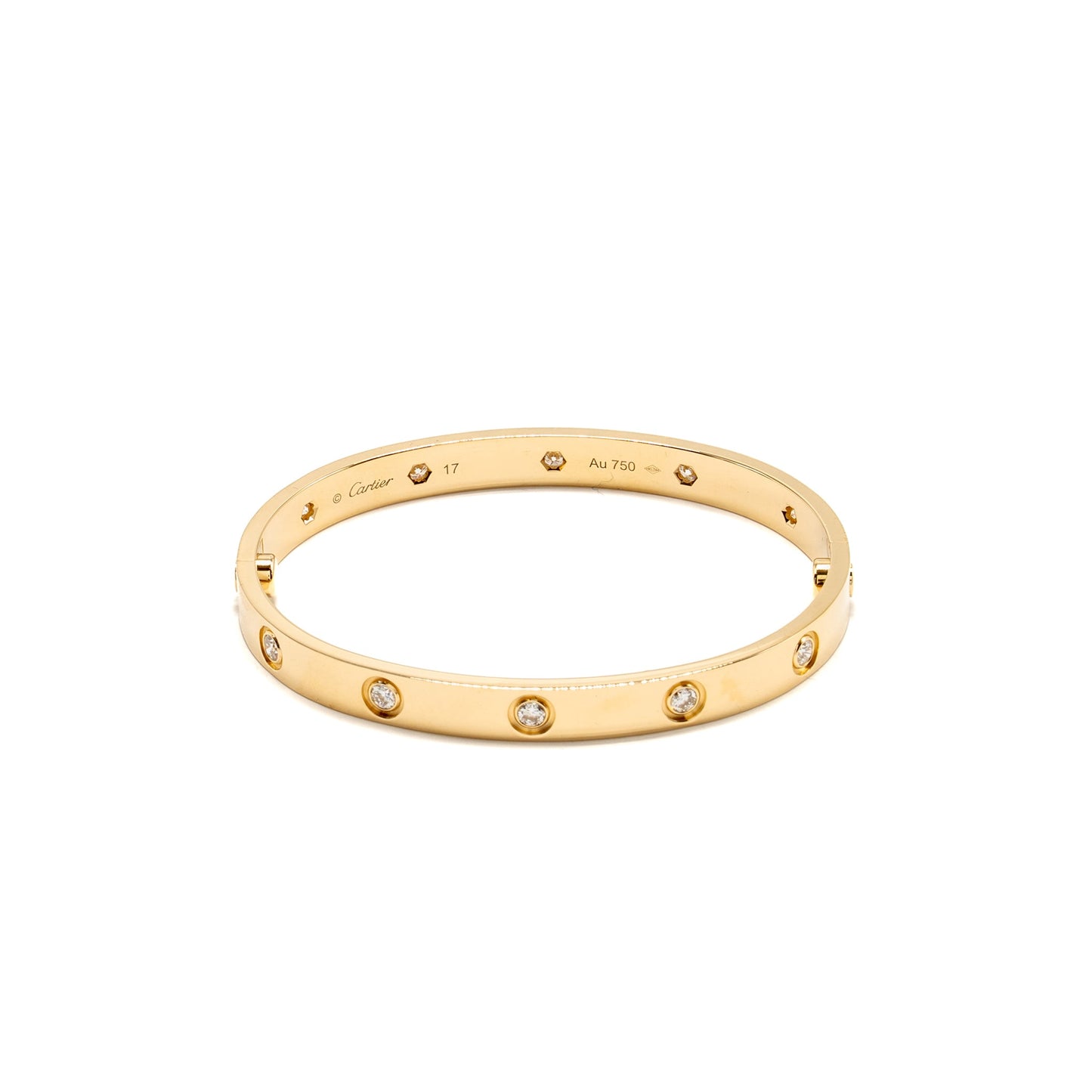 Cartier Size 17 Bracelet Yellow Gold, 10 Diamonds