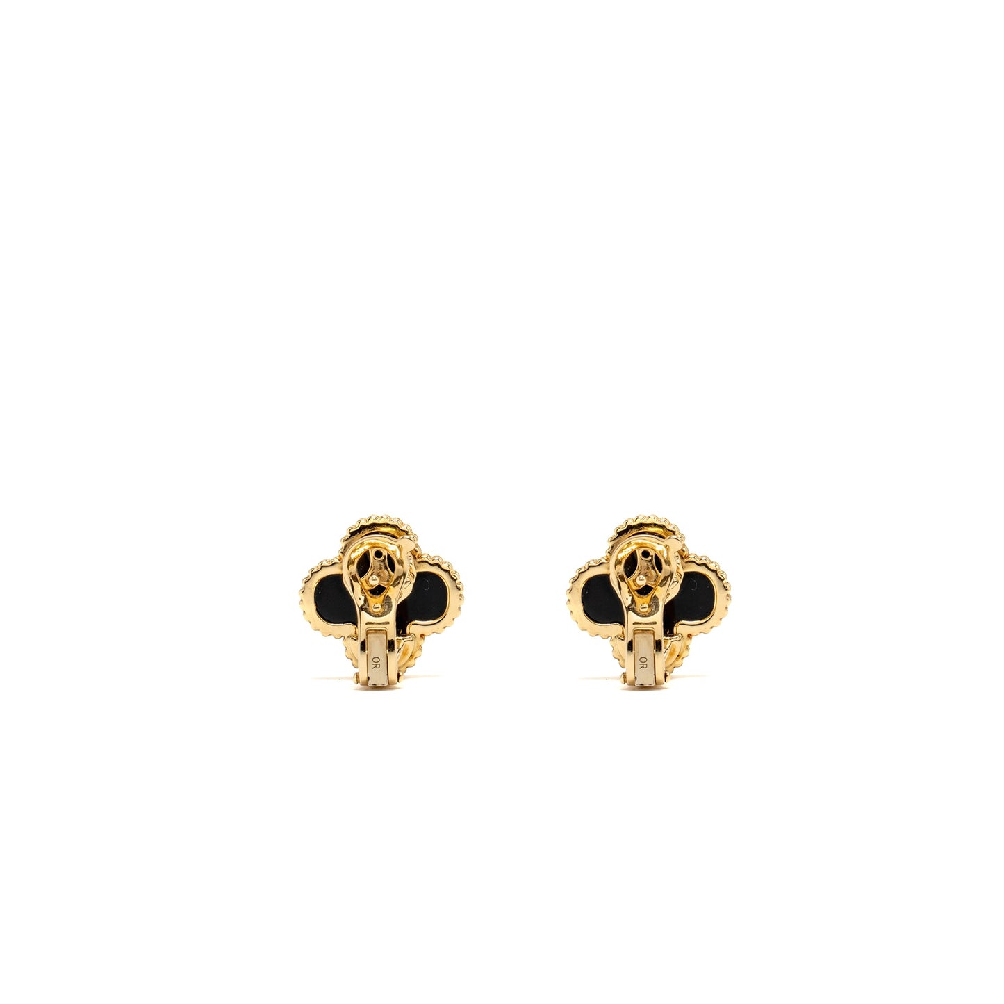 Van Cleef & Arpels Vintage Alhambra Earrings Yellow Gold, Onyx