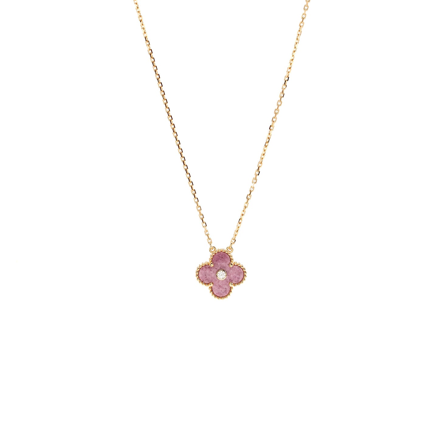 Van Cleef & Arpels 2021 Holiday Pendant Rhodonite Rose Gold with Diamond
