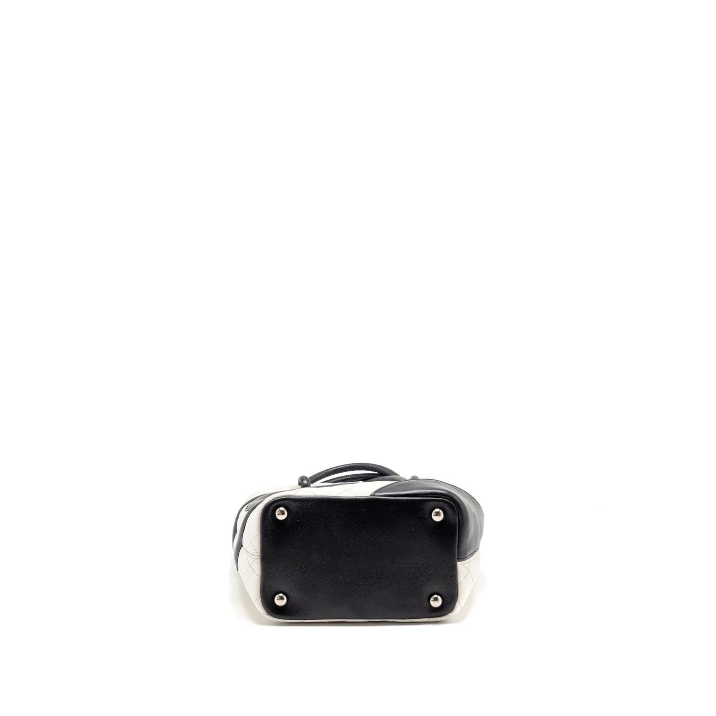 Chanel Small Cambon Ligne Shopping Tote Bag Calfskin Black/White SHW