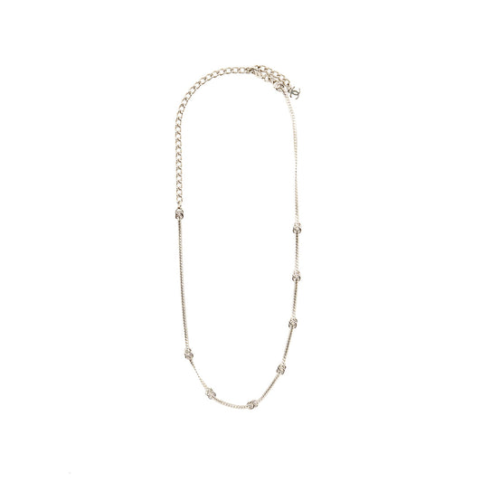 Chanel CC Logo Short Chain Necklace Silver Tone