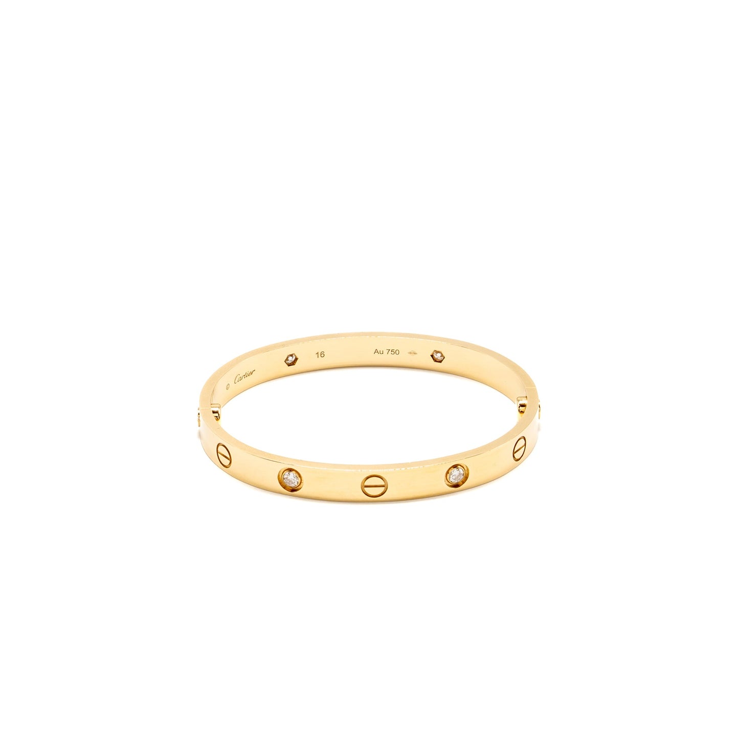 Cartier size 16 love bracelet classic model yellow gold with 4 diamonds