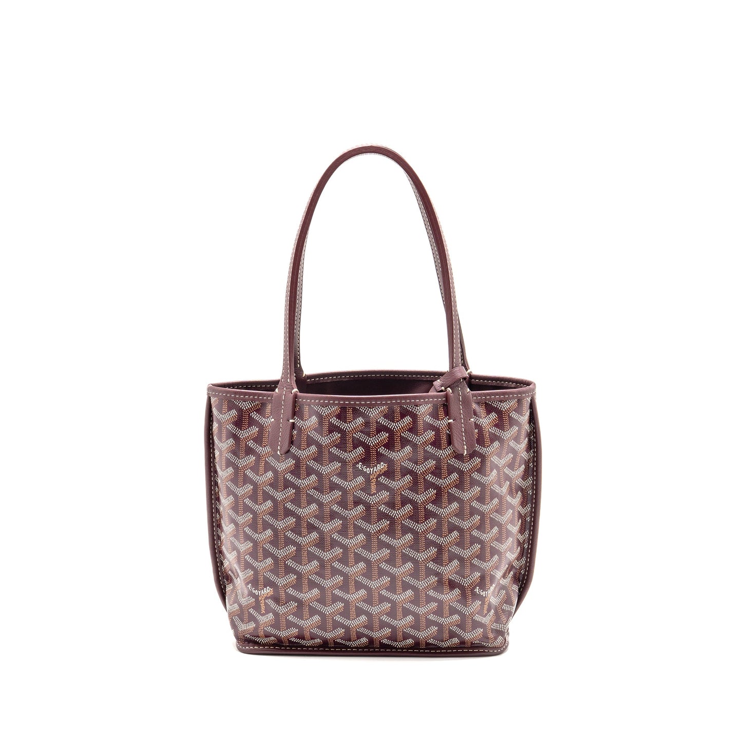 Goyard Mini Anjou Tote Bag Goyardine Canvas Bordeaux SHW