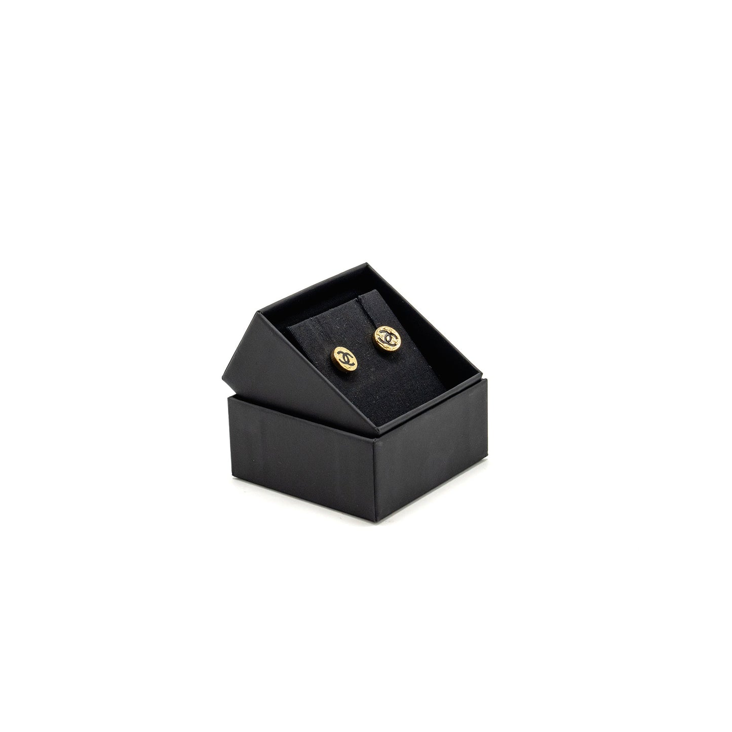 Chanel mini round CC logo earrings gold tone