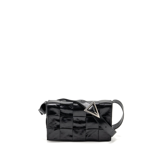 Bottega Veneta Cassette Messenger Bag Calfskin Black SHW