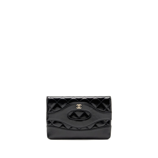 Chanel 24s MINI 31 Clutch Bag shiny Lambskin Black LGHW (Microchip)