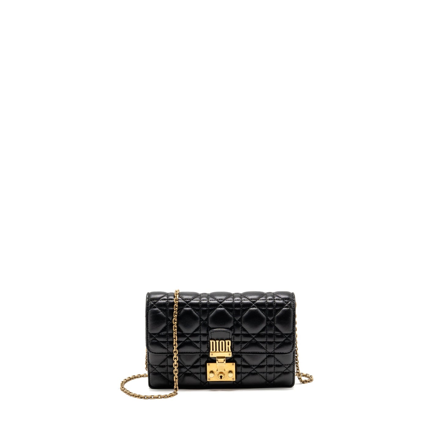 Dior Dioraddict Wallet on Chain Cannage Leather Black GHW