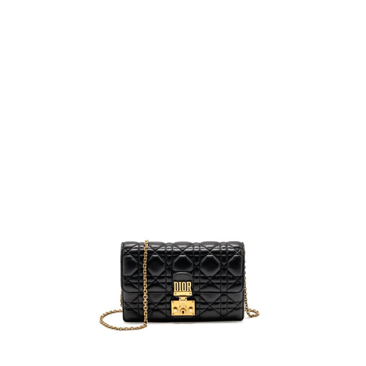 Dior Dioraddict Wallet on Chain Cannage Leather Black GHW