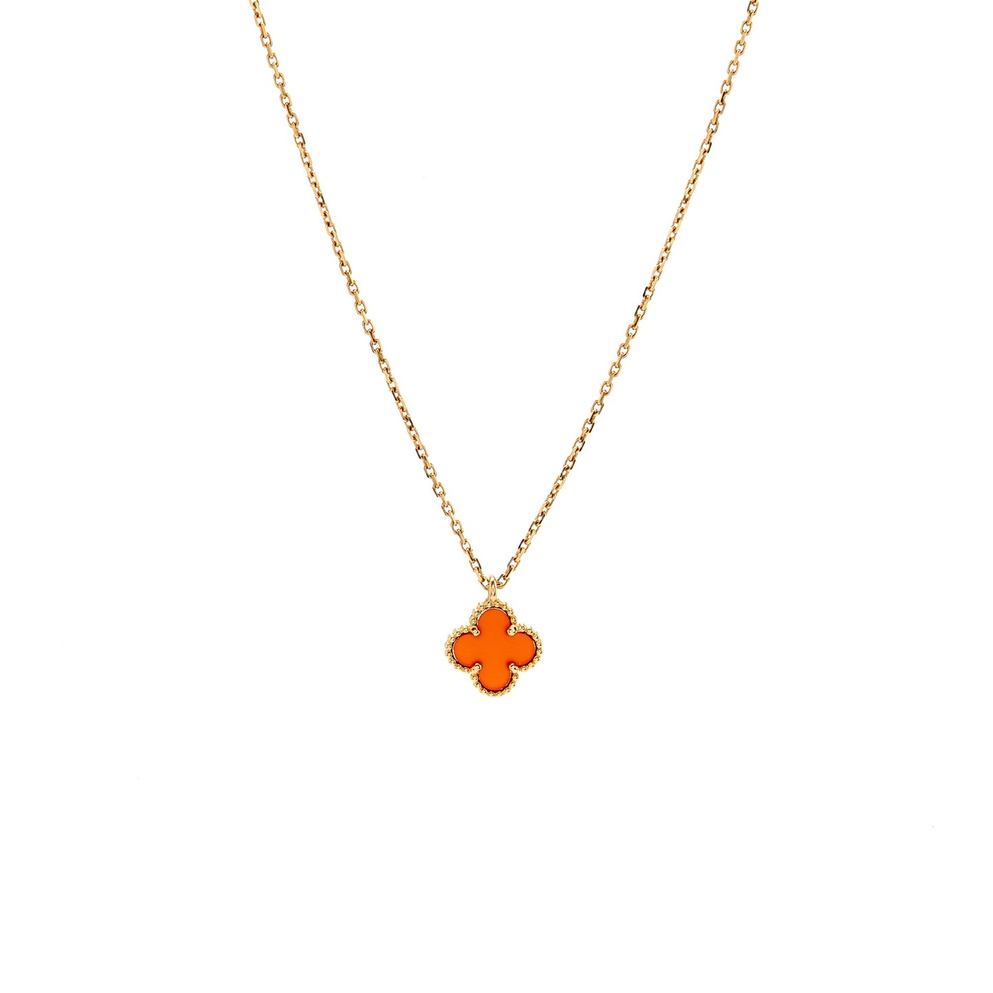Van Cleef & Arpels Sweet Alhambra Pendant Carnelian Rose Gold