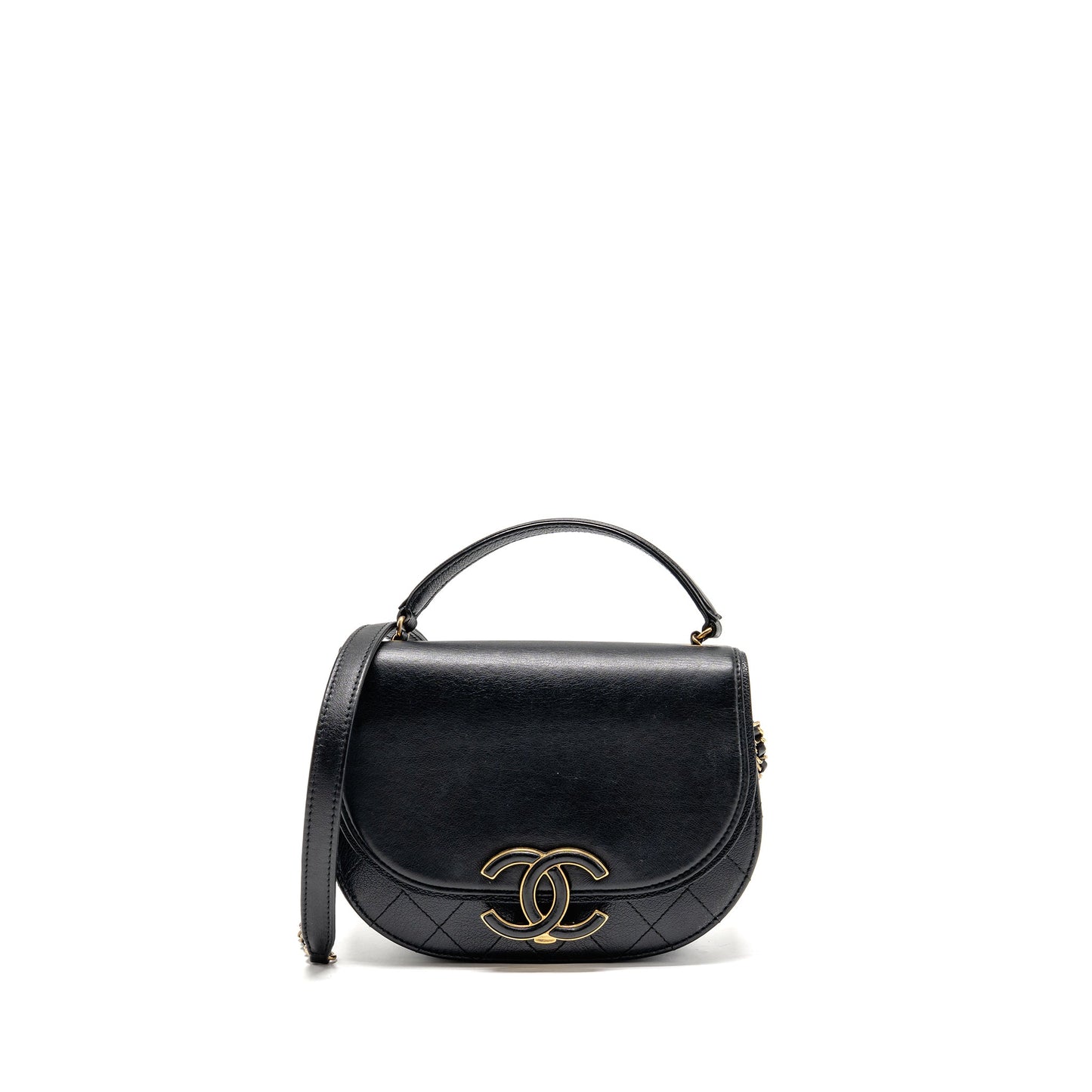 Chanel Small Coco Curve Flap Bag Shiny Goatskin/Calfskin Black GHW