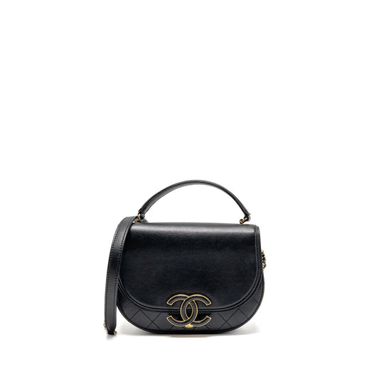 Chanel Small Coco Curve Flap Bag Shiny Goatskin/Calfskin Black GHW
