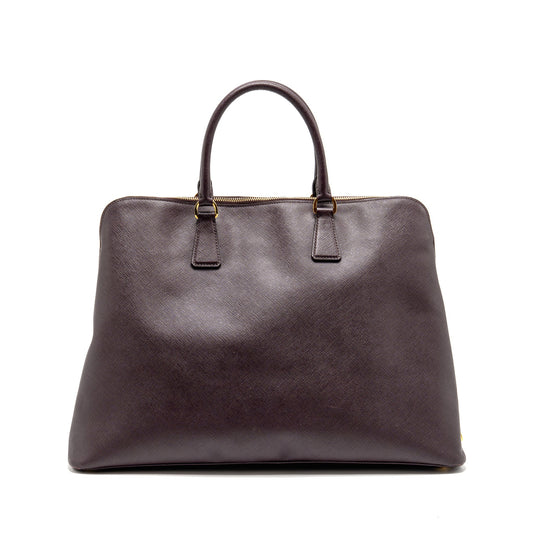 Prada Saffiano Vernice Promenade Large Dome Tote Bag Leather Mogano GHW