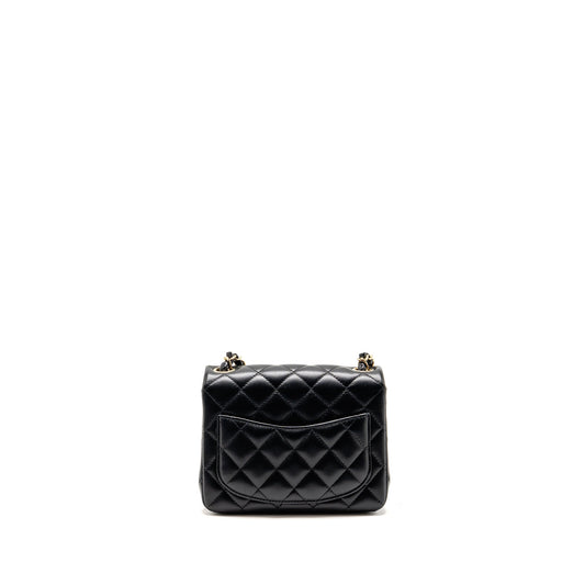 Chanel Classic mini square flap bag lambskin black LGHW (microchip)