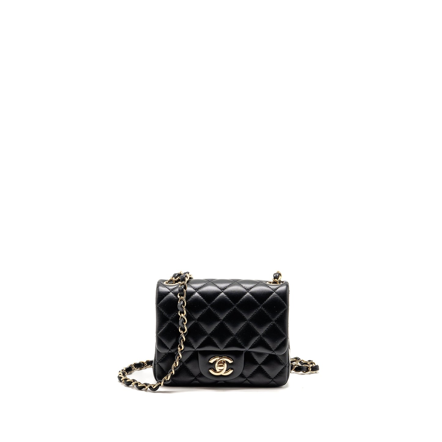 Chanel Classic mini square flap bag lambskin black LGHW (microchip)