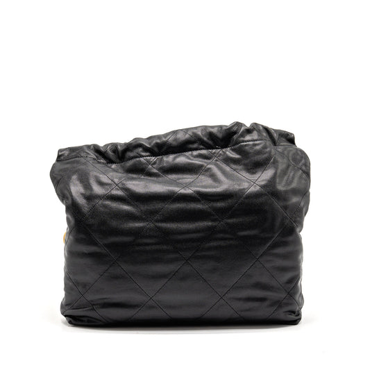 Chanel Medium 22 Bag Black Letter Caviar Black GHW (Microchip)