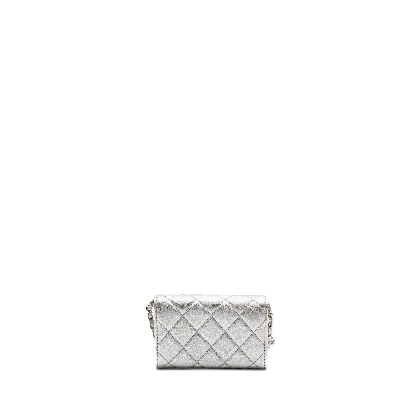 Chanel mini flap belt bag lambskin silver SHW