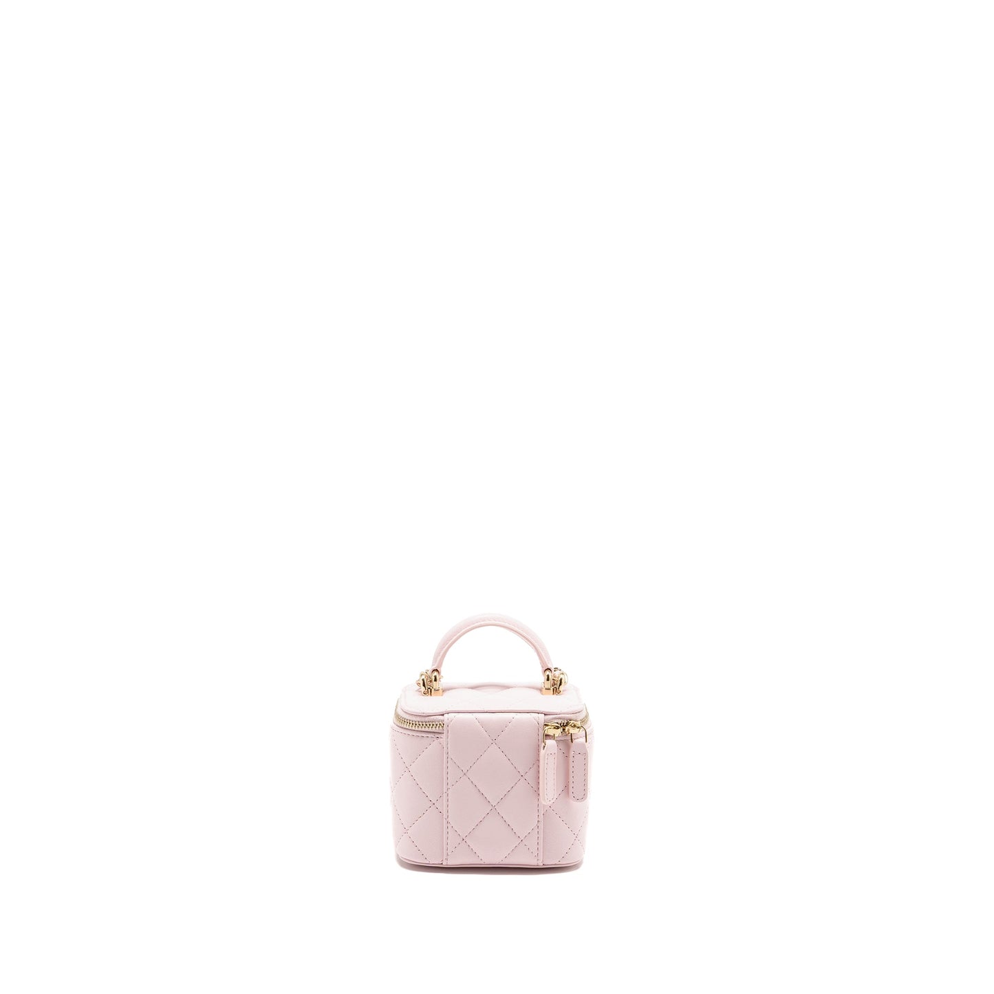 Chanel Top Handle Mini Vanity Case with Chain Lambskin Light Pink LGHW