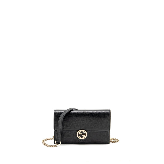 Gucci Interlocking Chain Wallet Calfskin Black GHW