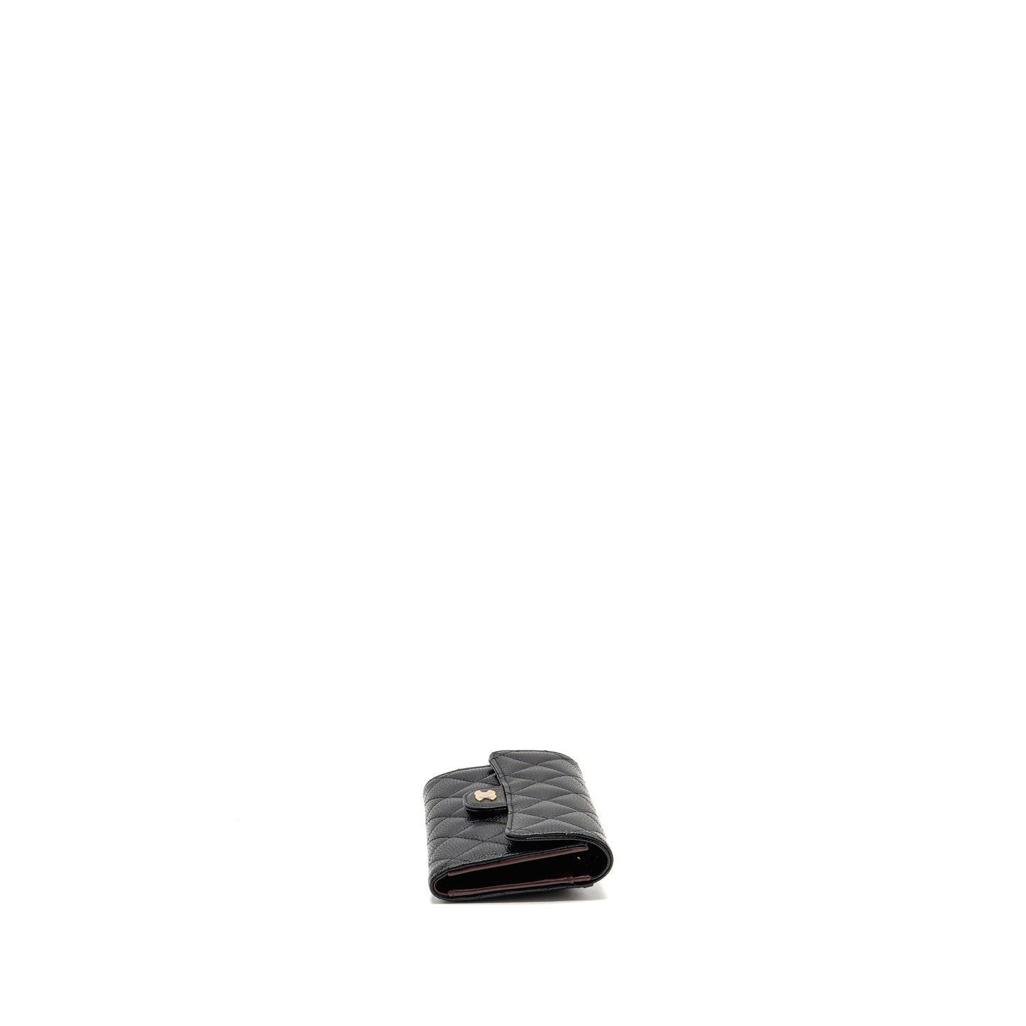 Chanel medium classic flap compact wallet caviar black GHW(microchip)
