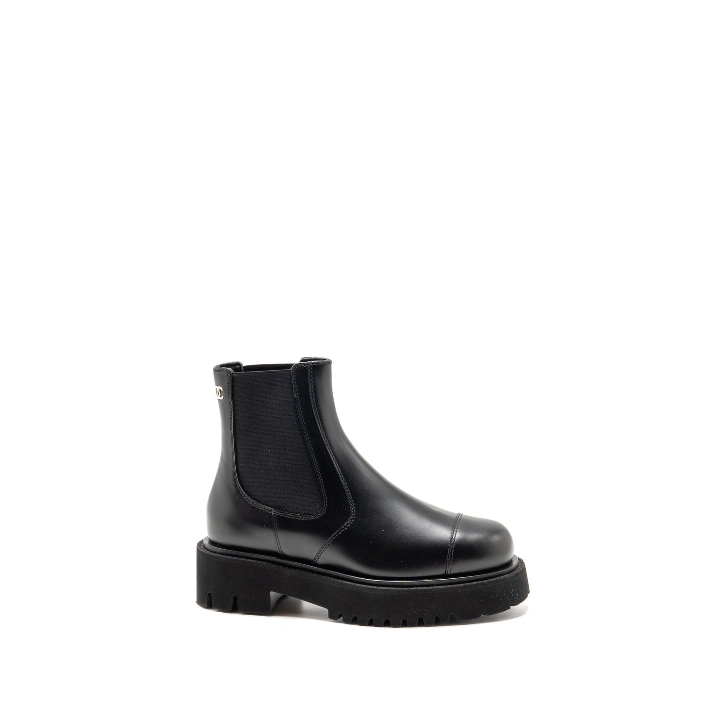 Chanel 24b size 36 cc logo short boots calfskin black