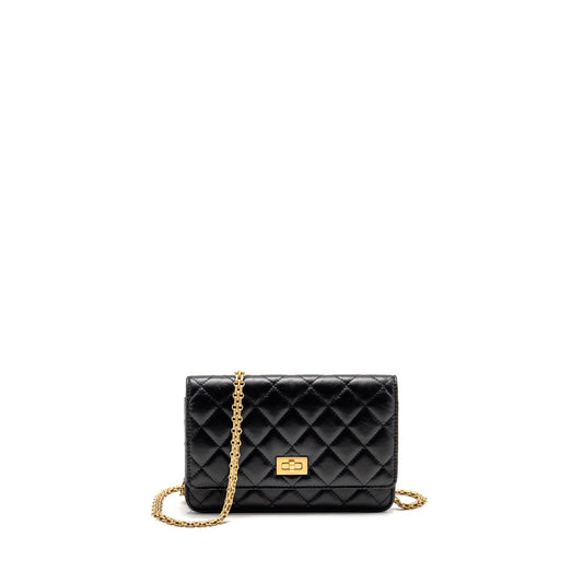 Chanel 2.55 Reissue WALLET on Chain Aged Calfskin Black GHW (Microchip)