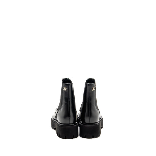 Chanel 24b size 36 cc logo short boots calfskin black