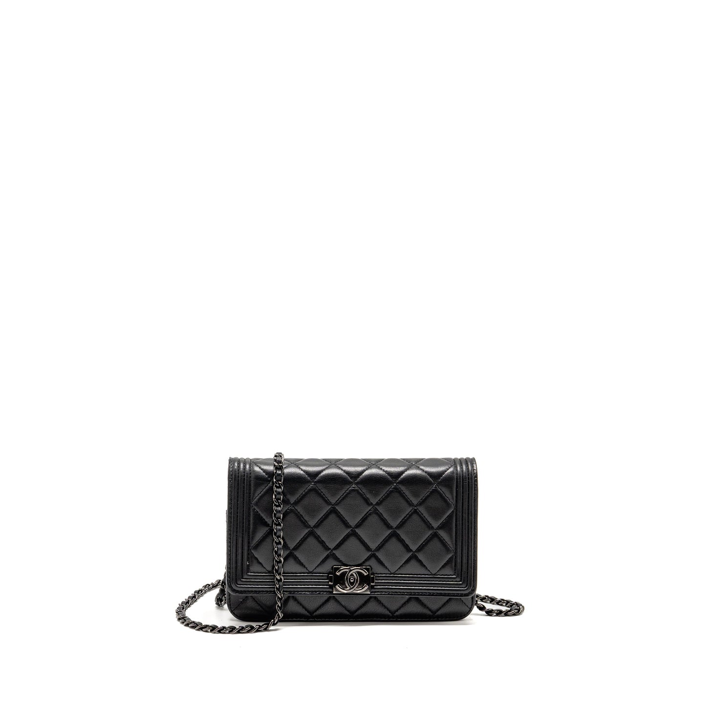 Chanel boy wallet on chain calfskin black with black hardware