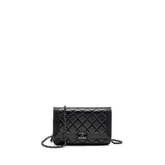 Chanel boy wallet on chain calfskin black with black hardware