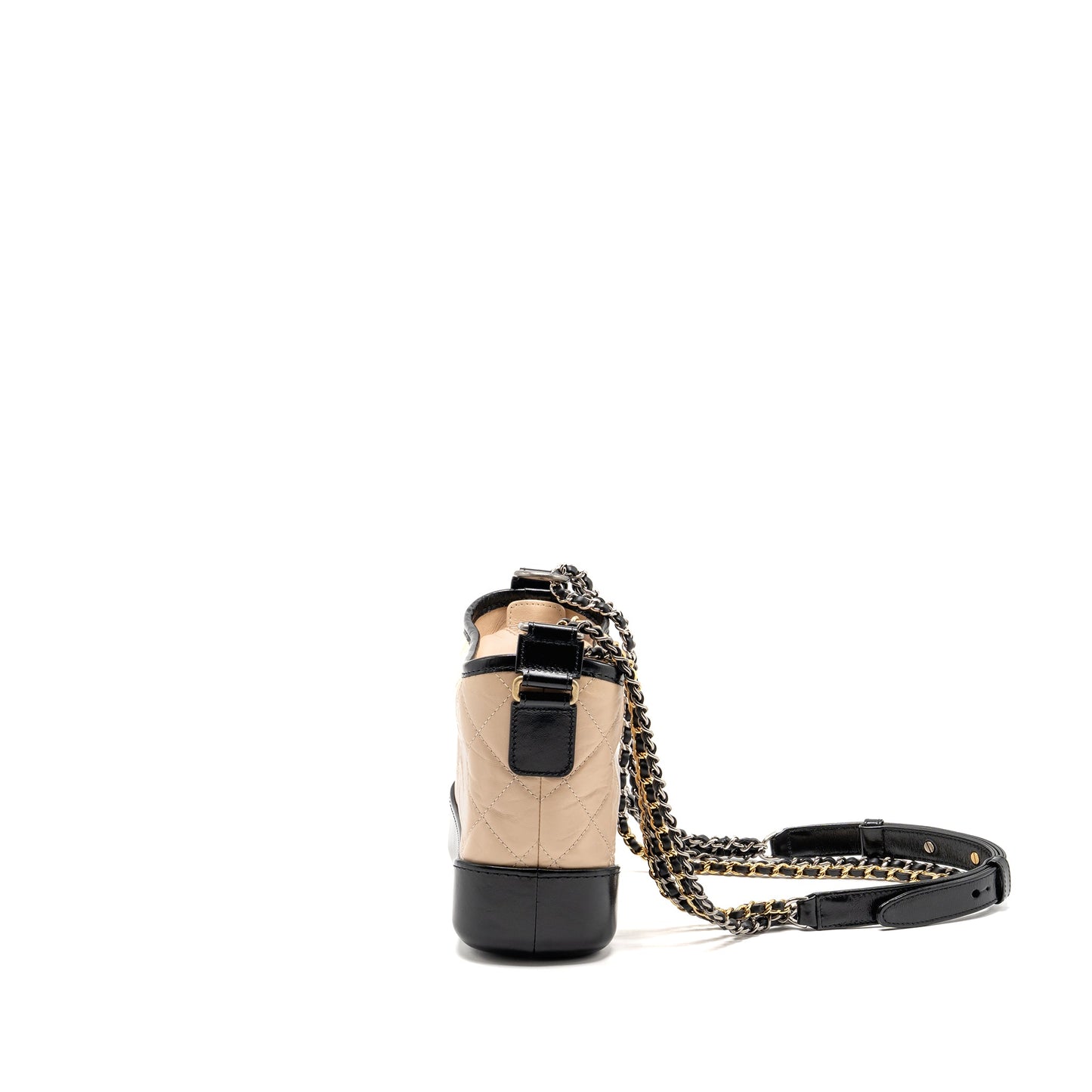Chanel Small Gabrielle Hobo Bag Aged Calfskin Beige/Black Multicoloured Hardware