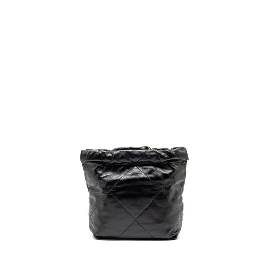 Chanel Mini 22 Bag Shiny Calfskin Black GHW (Microchip)