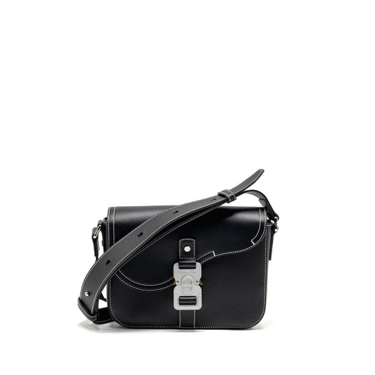 Dior Medium Saddle Flap Messenger Bag Grained Calfskin Black GHW