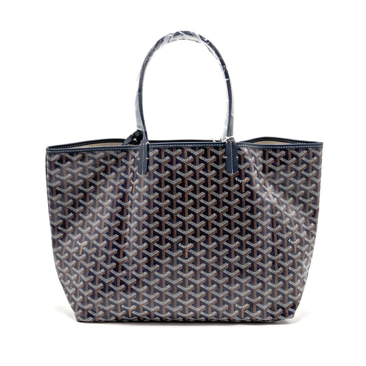 Goyard Saint Louis PM Tote Goyardine Canvas/Calfskin Navy Blue SHW