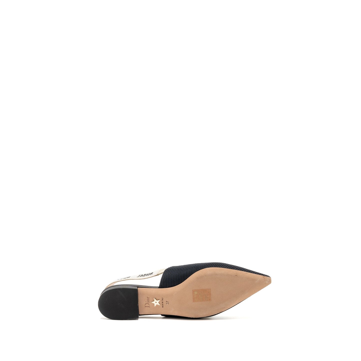 Dior Size 37 Ballerina Slingback Sandals Fabric/Leather Black