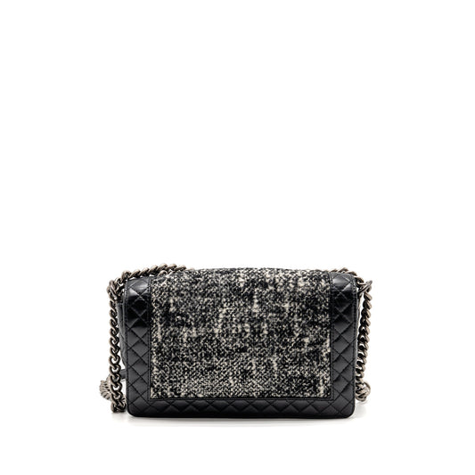 Chanel Multi Chain Boy Bag Calfskin/Tweed Black SHW