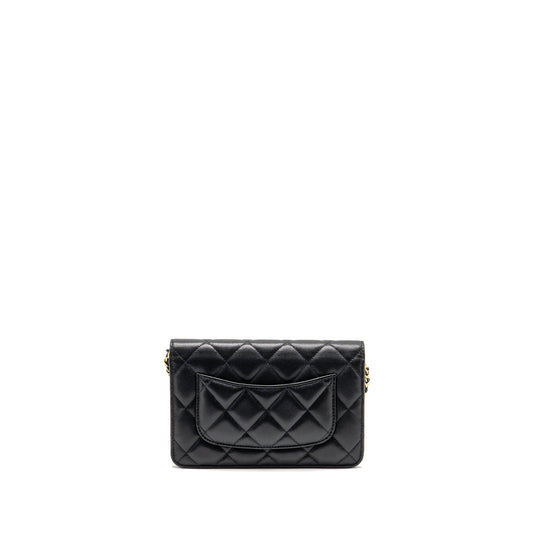 Chanel Detailed Strap Wallet on Chain Lambskin Black with Multicolour Hardware (Microchip)