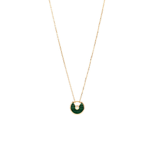 Cartier Amulette De Cartier Necklace, XS Model, Malachite Rose Gold Diamond