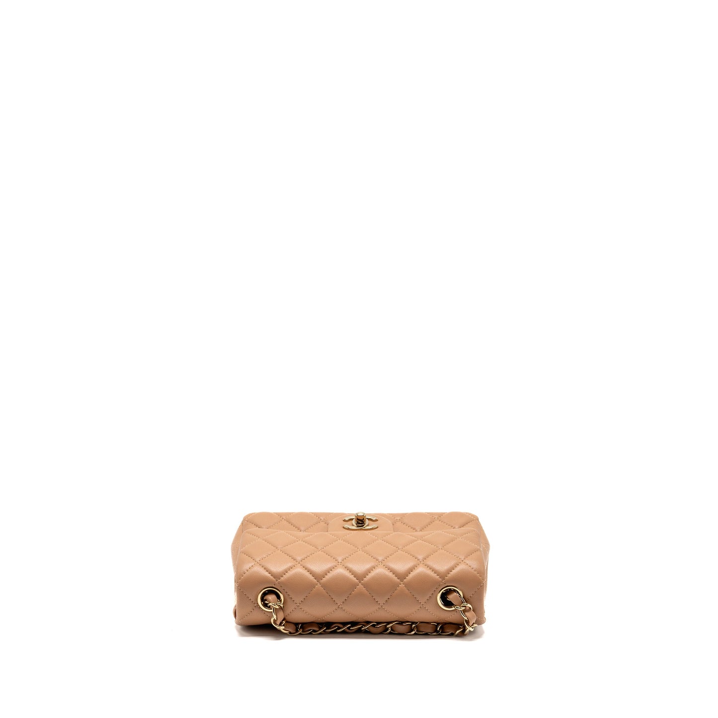 Chanel Mini Rectangular Flap Bag Lambskin Caramel LGHW (Microchip)