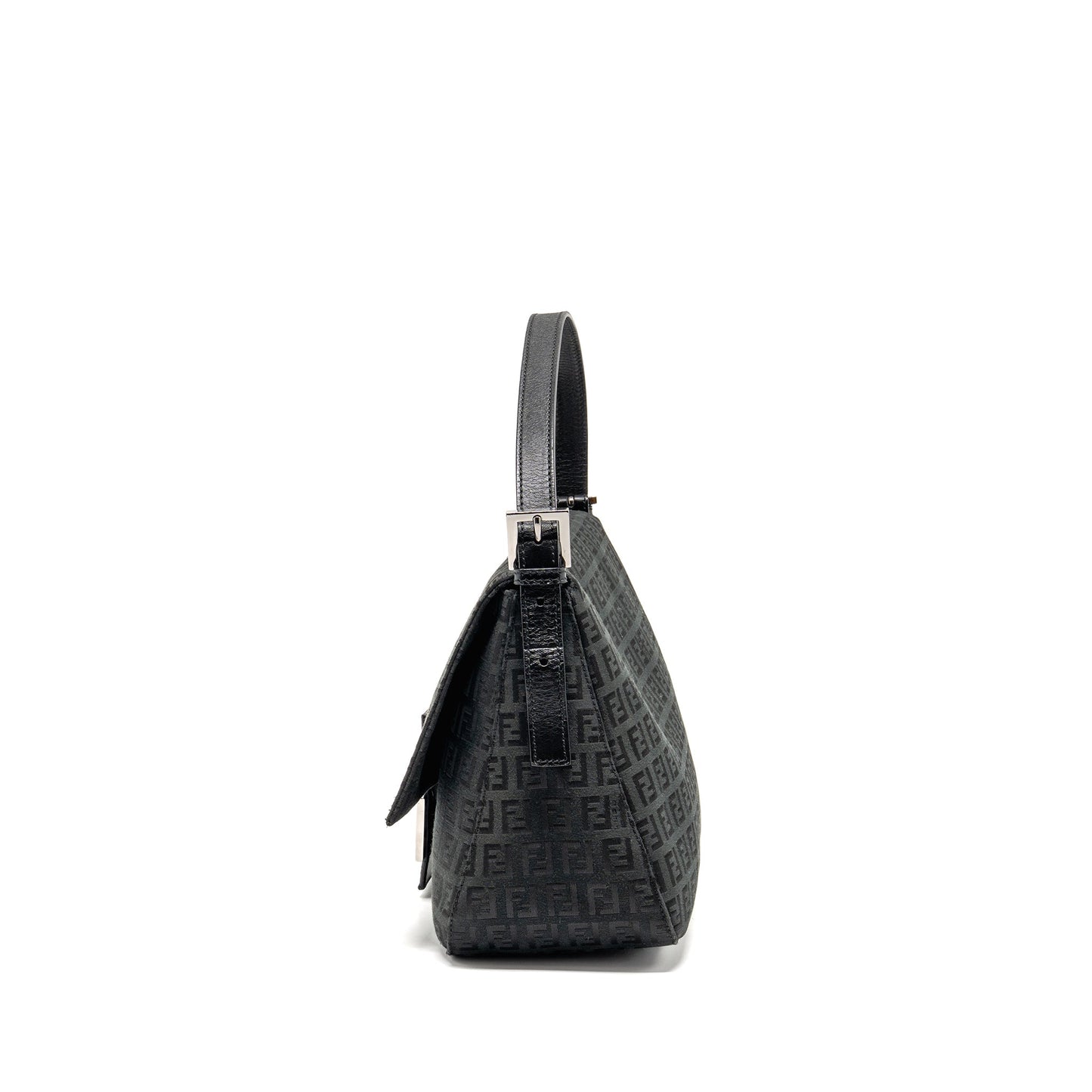 Fendi Zucca Mamma Baguette Bag FF Logo Canvas Black SHW