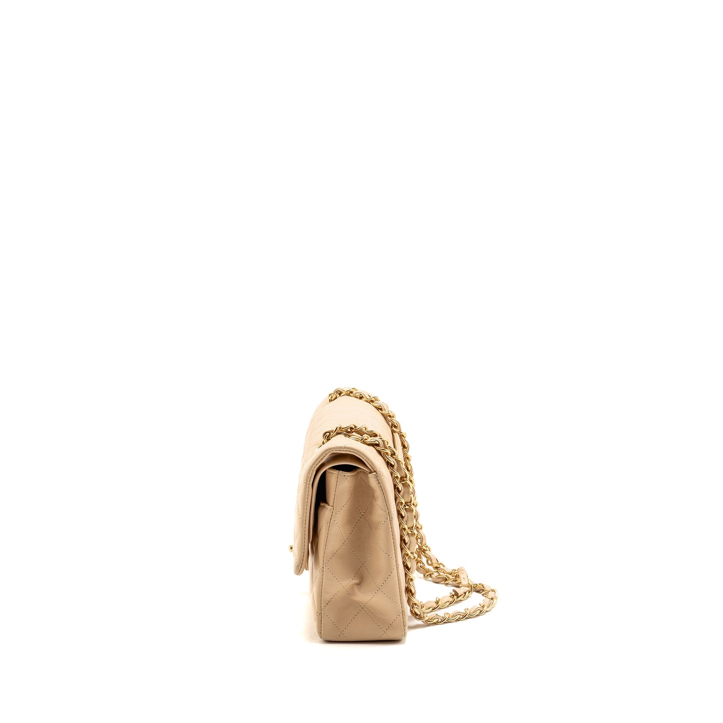 Chanel Medium Double Flap Bag Lambskin Beige GHW