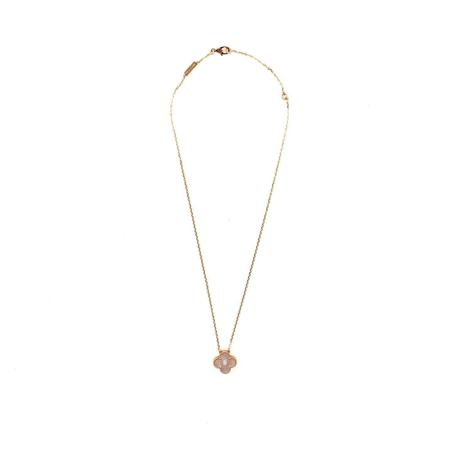 Van Cleef & arpels 2025 holiday pendant pink mother of pearl rose gold with diamond