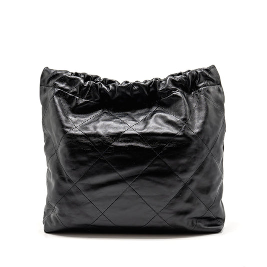 Chanel Medium 22 bag Calfskin black GHW (microchip)
