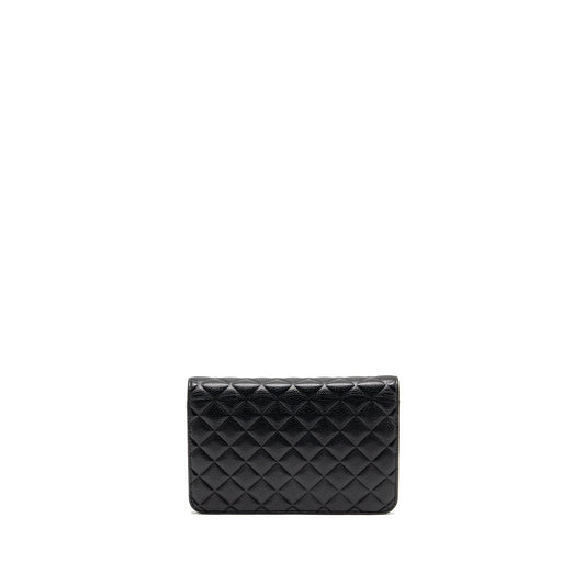 Chanel Quilted Diamond CC Logo Wallet On Chain Caviar Black SHW