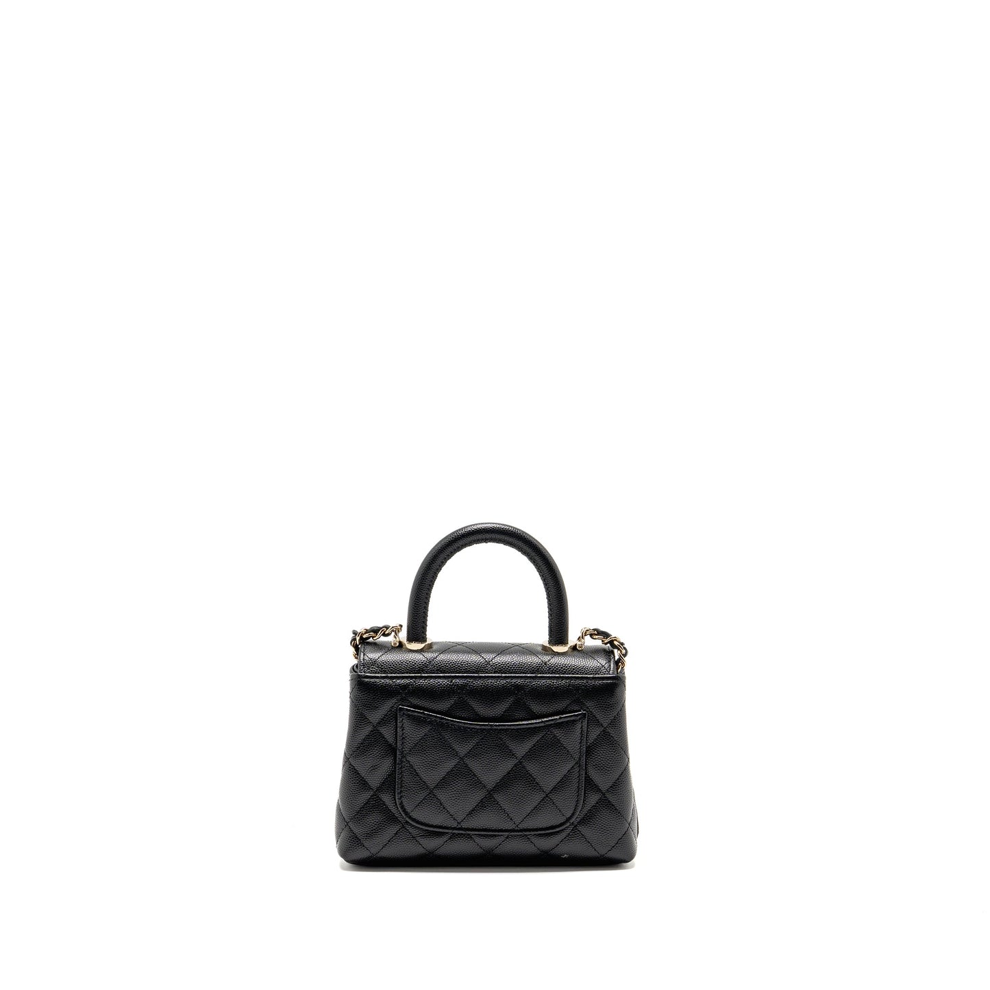 Chanel Coco Handle Clutch with Chain caviar Black LGHW (Microchip)