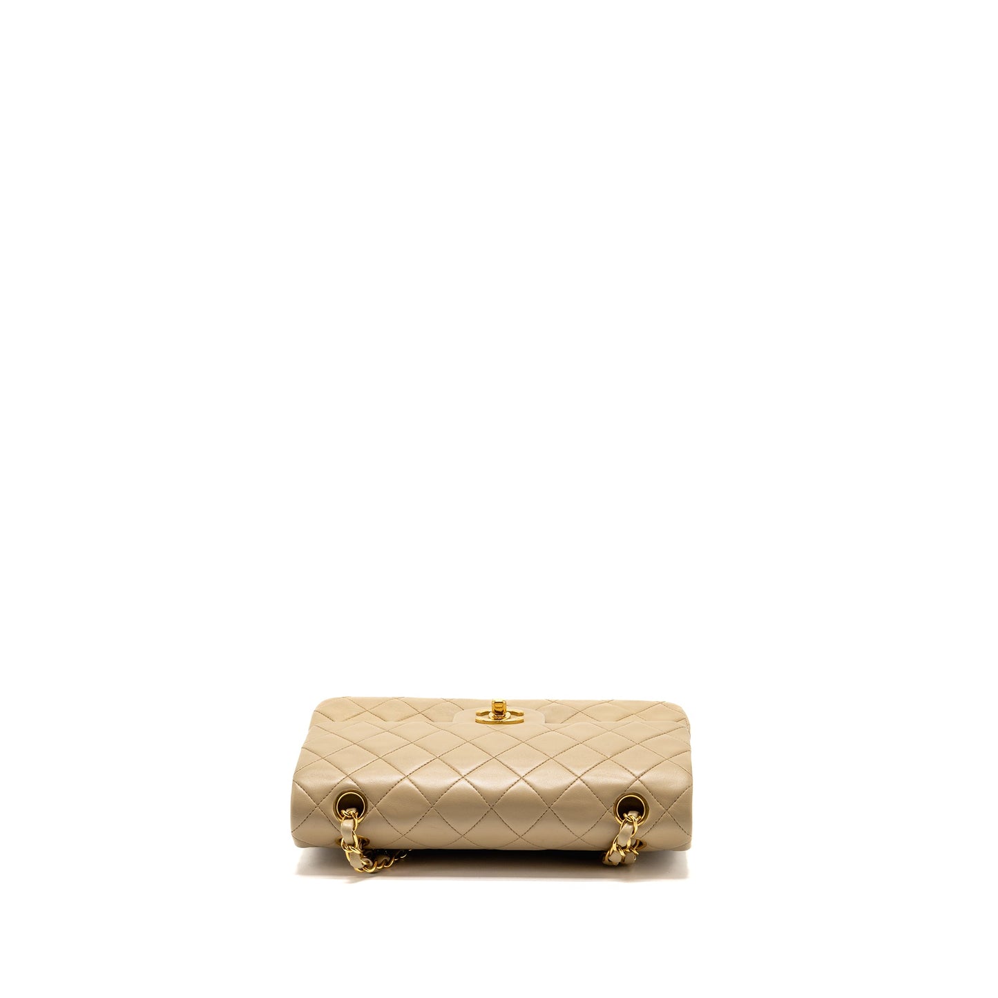 Chanel Vintage Small Classic Double Flap Bag Lambskin Beige GHW