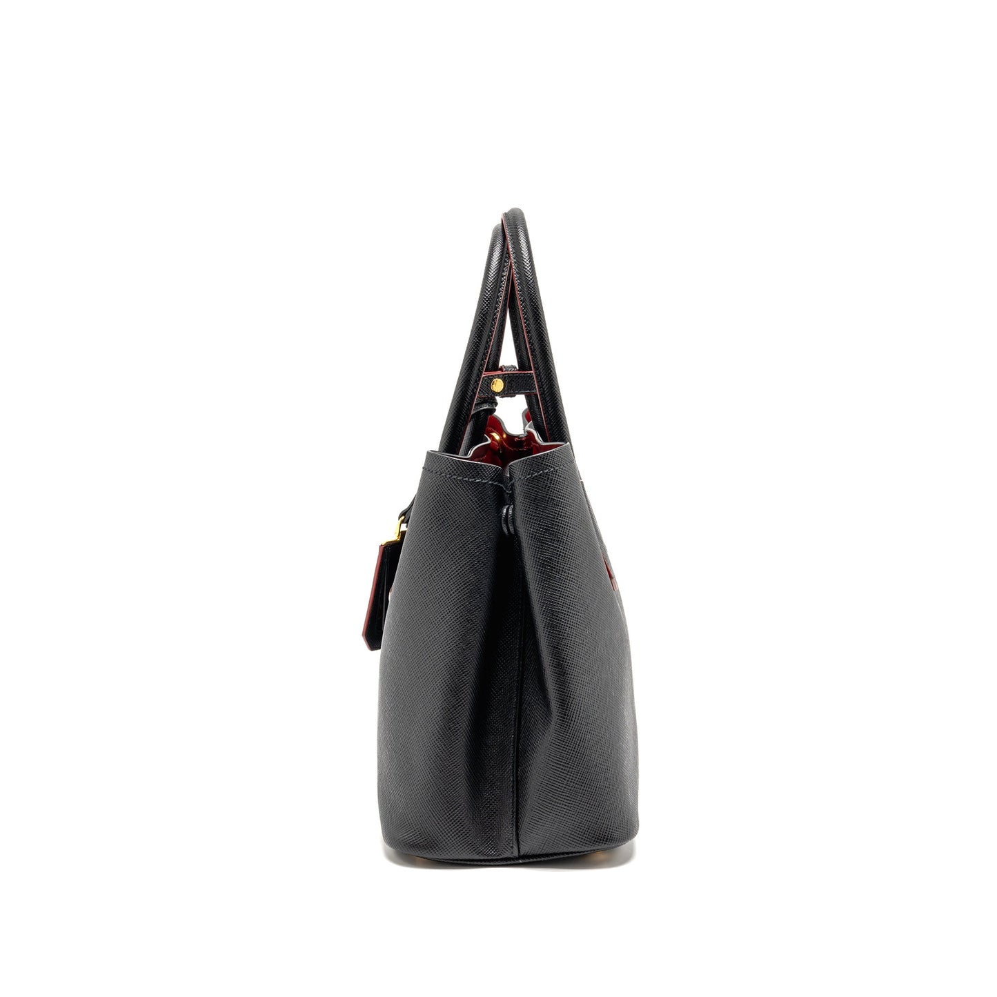 Prada Medium Saffiano Cuir Tote Bag Leather Black/Fuoco GHW